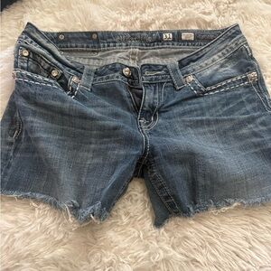 Miss Me Distressed Blue Jean Shorts